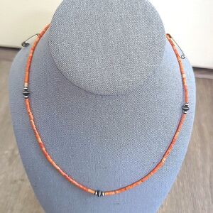 Southwest Sterling Silver Desert Pearls And Genuine Apple Coral Necklace